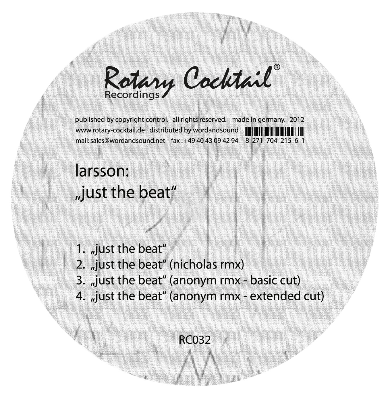 image cover: Larsson - Just The Beat [RC032]