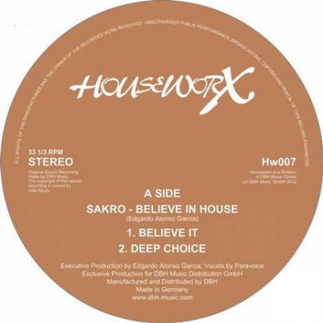 Sakro – Believe In House EP (HW007)