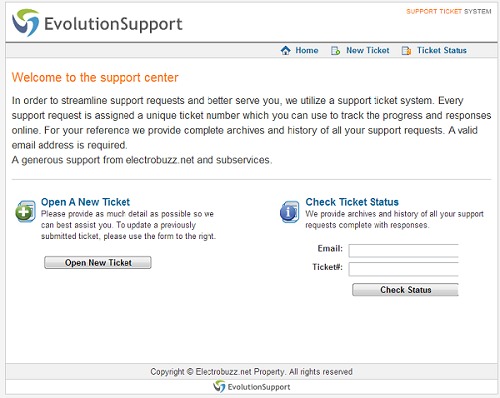 Electrobuzz.net evolution support center