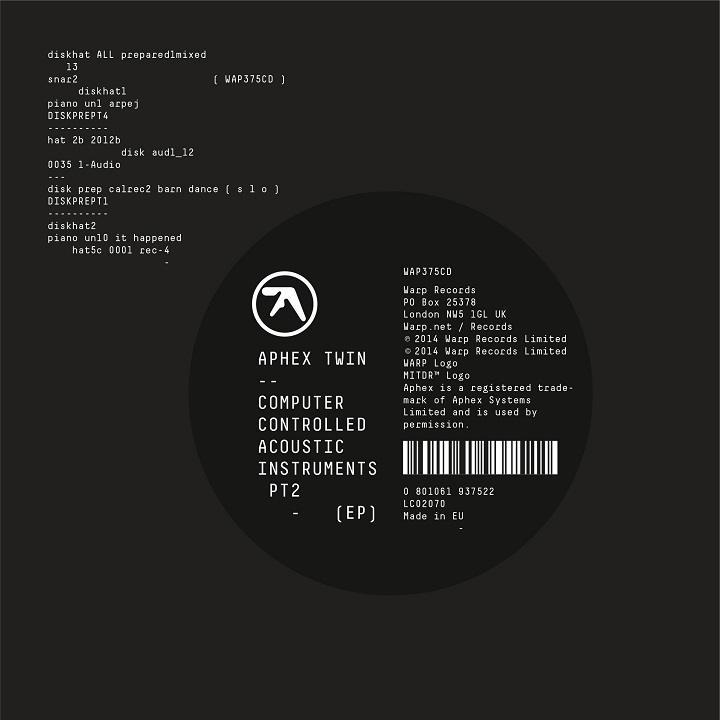 image cover: Aphex Twin - Computer Controlled Acoustic Instruments Pt 2 Ep [WAP375CDD]