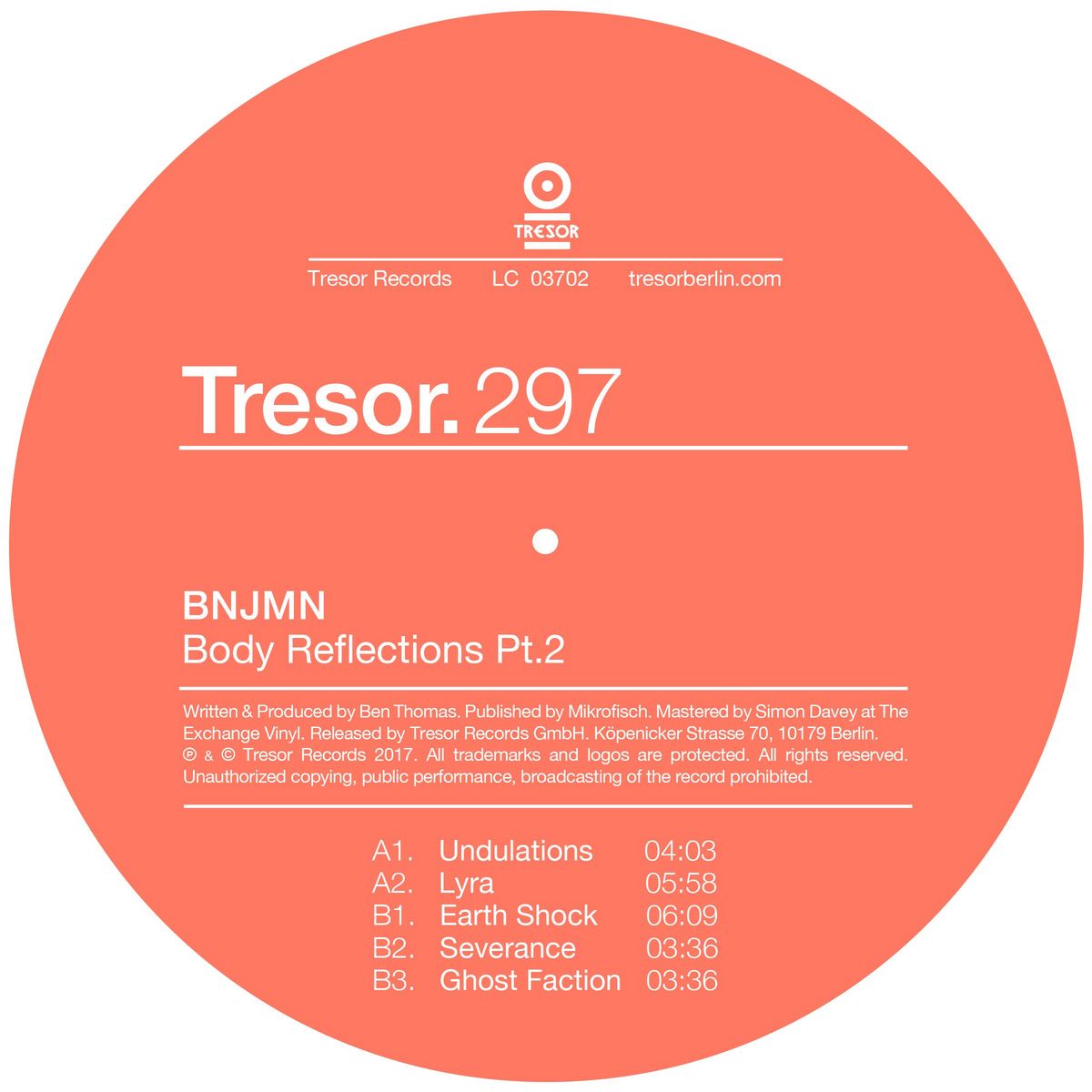 image cover: Bnjmn - Body Reflections, Pt. 2 / Tresor Records