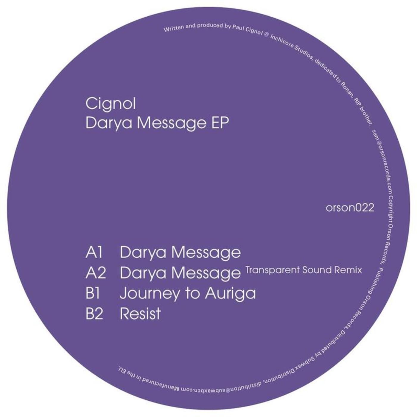 image cover: Cignol - Darya Message / ORSON022