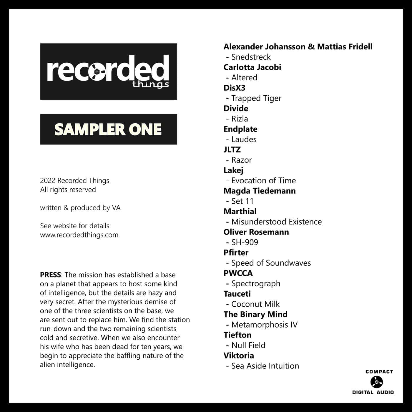 image cover: VA - Sampler One / RECT007