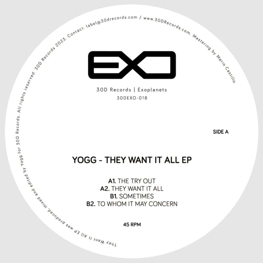 image cover: Yogg - They Want it All EP / 30DEXO018
