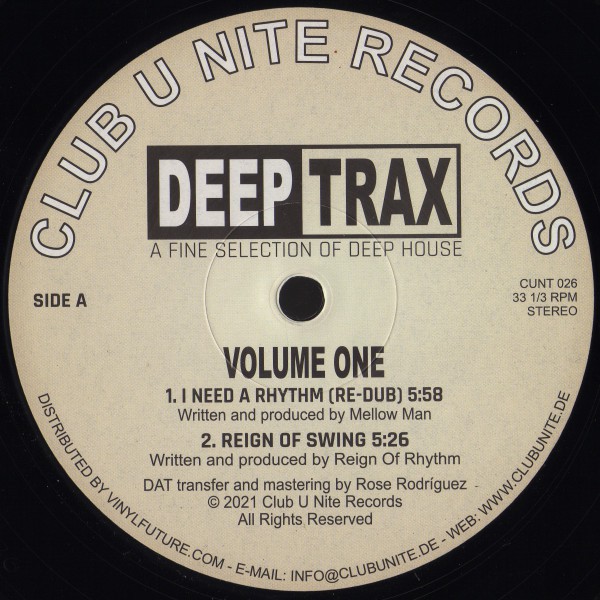 image cover: Various - Deep Trax Volume One on Club U Nite Records