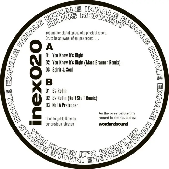 Cover Image: Julius Rennert - You Know It's Right EP on Inhale Exhale