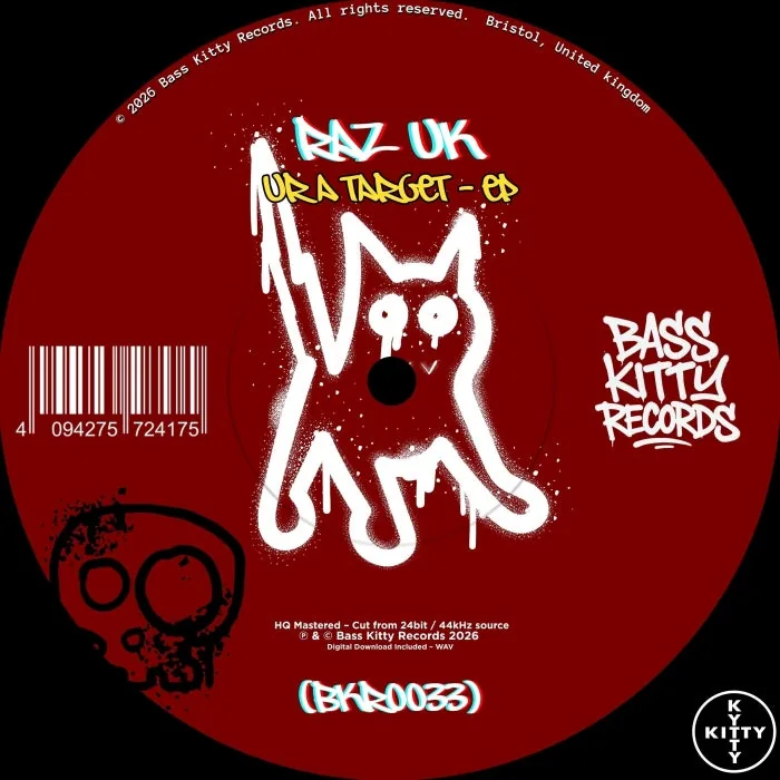 RAZ UK – Ur a Target on Bass Kitty Records cover art